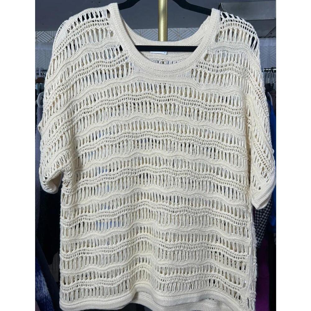 Women's Zyia Active Open Weave Sweater Size Small Beige